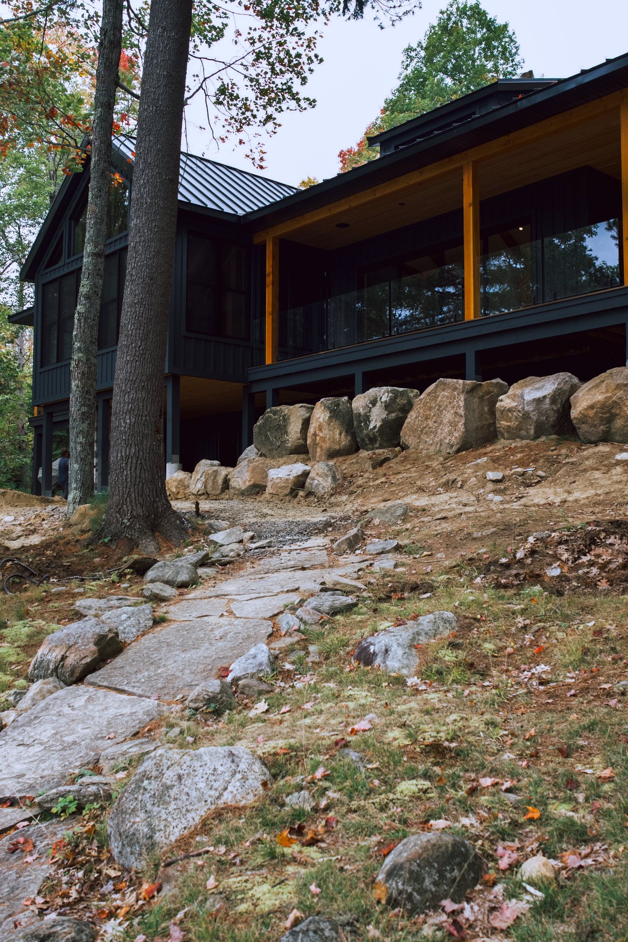 Bigwin Island cottage among the pines on a granite shoreline